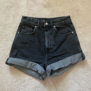 Zara black denim mom fit shorts